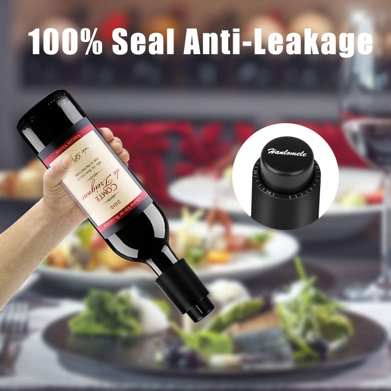 Hanlomele [2 PACK]Wine Bottle Stoppers, Reusable Wine Stoppers, Vacuum Wine Preserver with Time Scale Record, Wine Savers Vacuum Pump Corks Keep Wine Really Fresh, Best Gift Accessories. - Image 3
